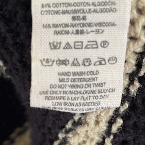 Free People Black and Cream Stripe Oversized Chunky Knit Chevron Cardigan - Picture 10 of 10